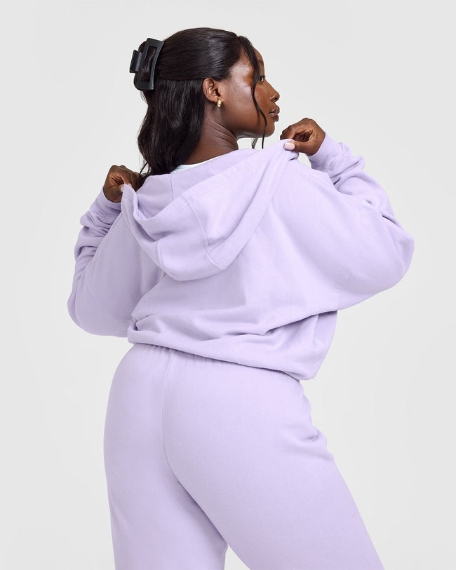 Mid Weight Zip Through Hoodie | Lavender Purple