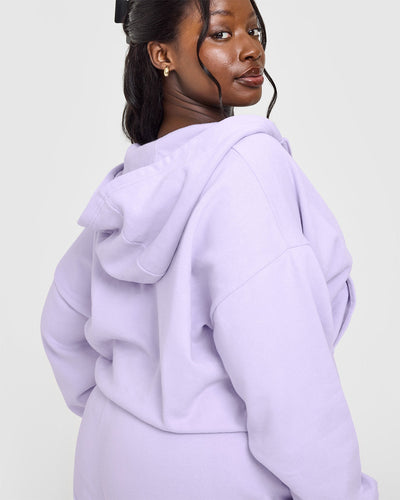 Mid Weight Zip Through Hoodie | Lavender Purple