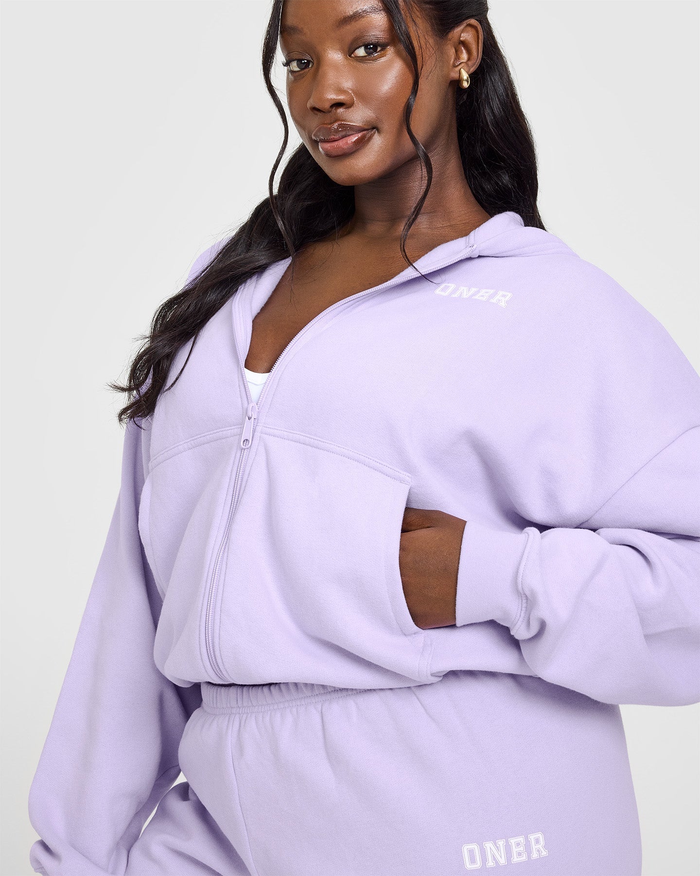 Mid Weight Zip Through Hoodie | Lavender Purple