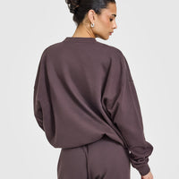 Mid Weight Sweatshirt With Printed Logo | Umber Brown