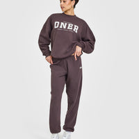 Mid Weight Sweatshirt With Printed Logo | Umber Brown