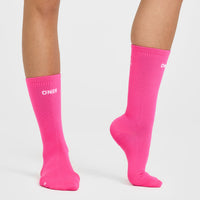 Crew Running Socks 1 Pack | Neon Pink