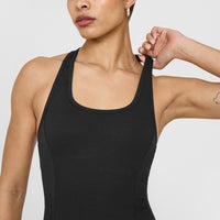 Mellow™ Rib Scoop Neck Vest with Built in Bra Shelf | Soft Black