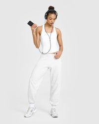 Mellow™ Rib Scoop Neck Vest with Built in Bra Shelf | White