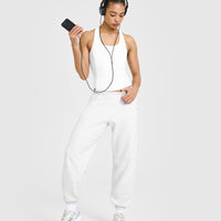 Mellow™ Rib Scoop Neck Vest with Built in Bra Shelf | White