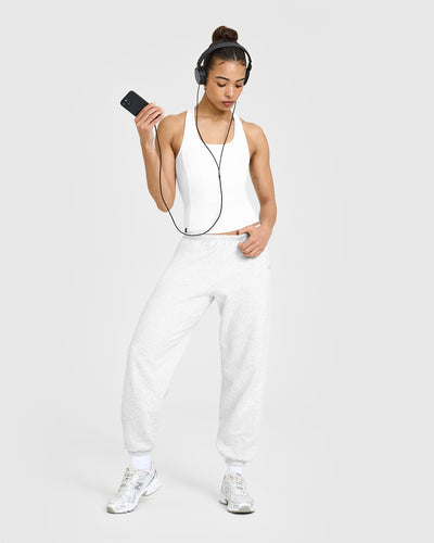 Mellow™ Rib Scoop Neck Vest with Built in Bra Shelf | White