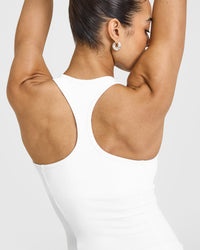 Mellow™ Rib Scoop Neck Vest with Built in Bra Shelf | White