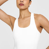 Mellow™ Rib Scoop Neck Vest with Built in Bra Shelf | White
