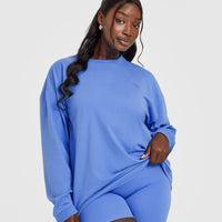 Classic Oversized Lightweight Long Sleeve Top | Glaucous Blue