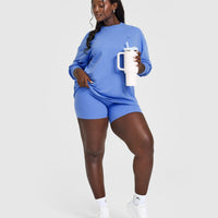 Classic Oversized Lightweight Long Sleeve Top | Glaucous Blue