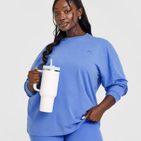 Classic Oversized Lightweight Long Sleeve Top | Glaucous Blue
