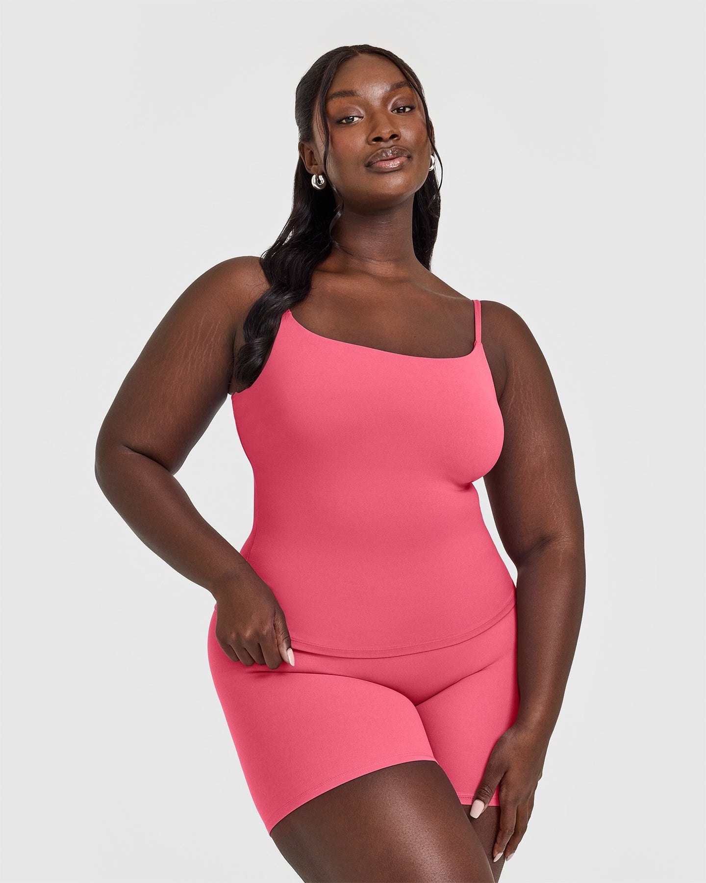 SoftMotion™ Strappy Vest with Built in Bra Shelf with White Logo | Dark Velvet Pink
