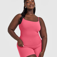 SoftMotion™ Strappy Vest with Built in Bra Shelf with White Logo | Dark Velvet Pink