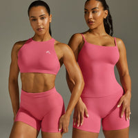 SoftMotion™ Strappy Vest with Built in Bra Shelf with White Logo | Dark Velvet Pink