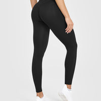 Unified High Waisted Pocket Leggings White Logo | Black