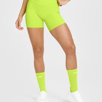 Unified High Waisted Pocket Shorts 6" | Charged Lime Green
