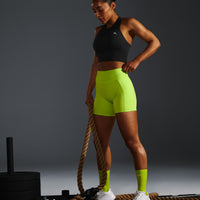 Unified High Waisted Pocket Shorts 6" | Charged Lime Green