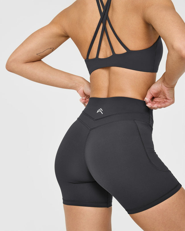 Unified High Waisted Pocket Shorts 6" | Coal