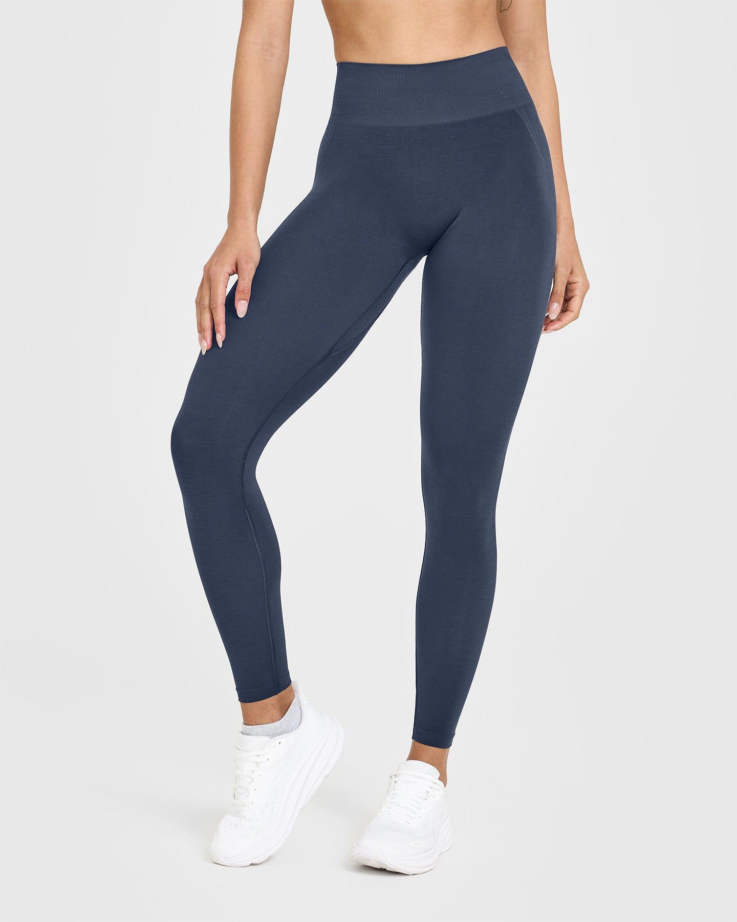 Effortless Seamless Leggings with White Logo | True Blue