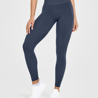 Effortless Seamless Leggings with White Logo | True Blue