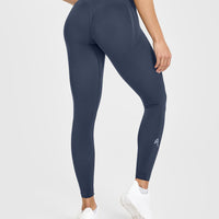 Effortless Seamless Leggings with White Logo | True Blue