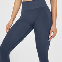 Effortless Seamless Leggings with White Logo | True Blue