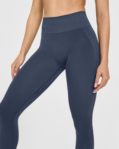 Effortless Seamless Leggings with White Logo | True Blue