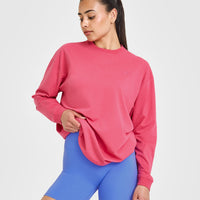 Classic Oversized Lightweight Long Sleeve Top | Velvet Pink
