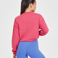 Classic Oversized Lightweight Long Sleeve Top | Velvet Pink