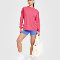 Classic Oversized Lightweight Long Sleeve Top | Velvet Pink