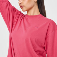 Classic Oversized Lightweight Long Sleeve Top | Velvet Pink