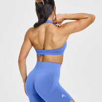 EasyLift™ Halter Bralette with White Logo | Glaucous Blue