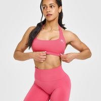 EasyLift™ Halter Bralette with White Logo | Velvet Pink
