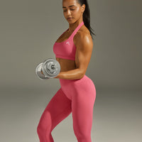 EasyLift™ Halter Bralette with White Logo | Velvet Pink