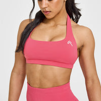EasyLift™ Halter Bralette with White Logo | Velvet Pink