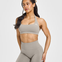EasyLift™ Halter Bralette with White Logo | Warm Sand