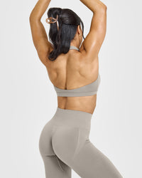 EasyLift™ Halter Bralette with White Logo | Warm Sand