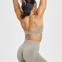 EasyLift™ Halter Bralette with White Logo | Warm Sand