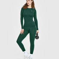 Go To Seamless Fitted Long Sleeve Top | Racing Green