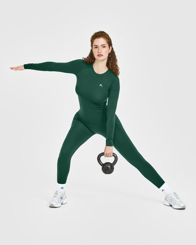 Go To Seamless Fitted Long Sleeve Top | Racing Green