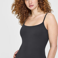 SoftMotion™ Strappy Vest with Built in Bra Shelf | Coal