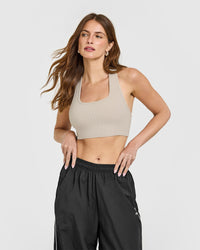 Mellow™ Rib Square Neck Bra | Cloud Grey