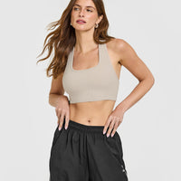 Mellow™ Rib Square Neck Bra | Cloud Grey