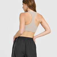 Mellow™ Rib Square Neck Bra | Cloud Grey