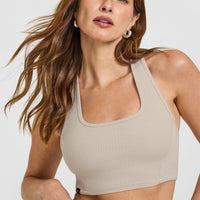 Mellow™ Rib Square Neck Bra | Cloud Grey