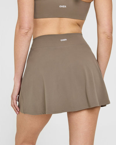 SoftMotion™ Skort with White Logo | Moss Brown