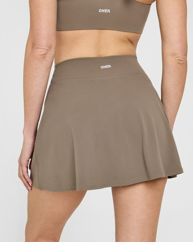 SoftMotion™ Skort with White Logo | Moss Brown