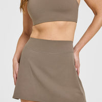 SoftMotion™ Skort with White Logo | Moss Brown