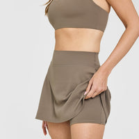 SoftMotion™ Skort with White Logo | Moss Brown