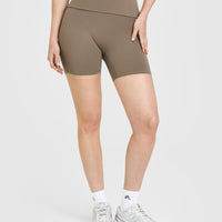 SoftMotion™ Fold Over Shorts 6" with White Logo | Moss Brown